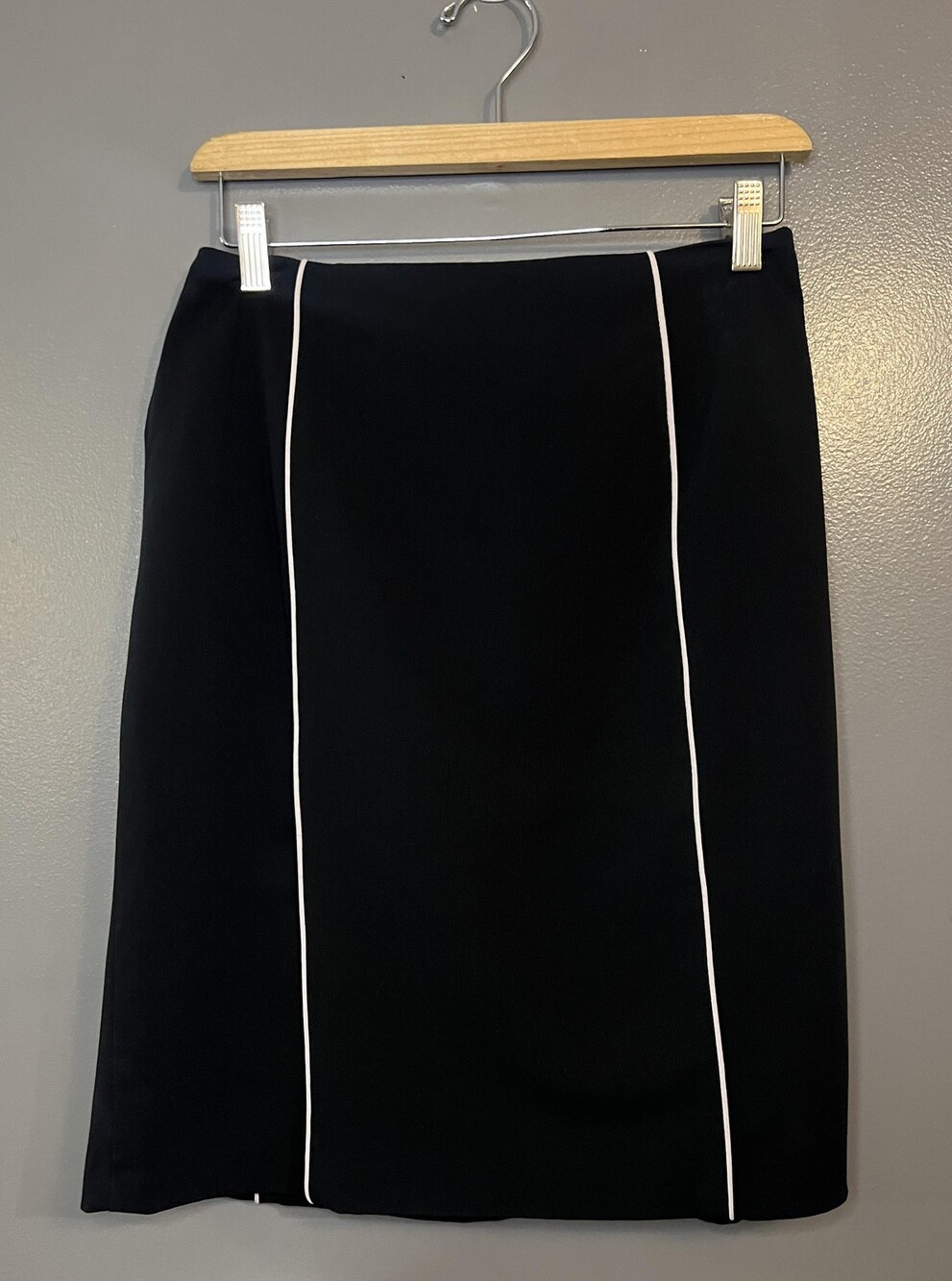 Apostrophe Skirt Womens 10P Black White Trim Petite Pencil Office Work Wear